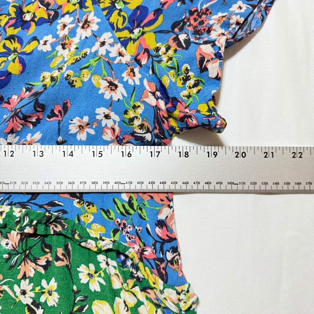 Anthropologie Robin Tiered Mini Dress LP Blue Green Floral Boho Cottagecore - Picture 6 of 11